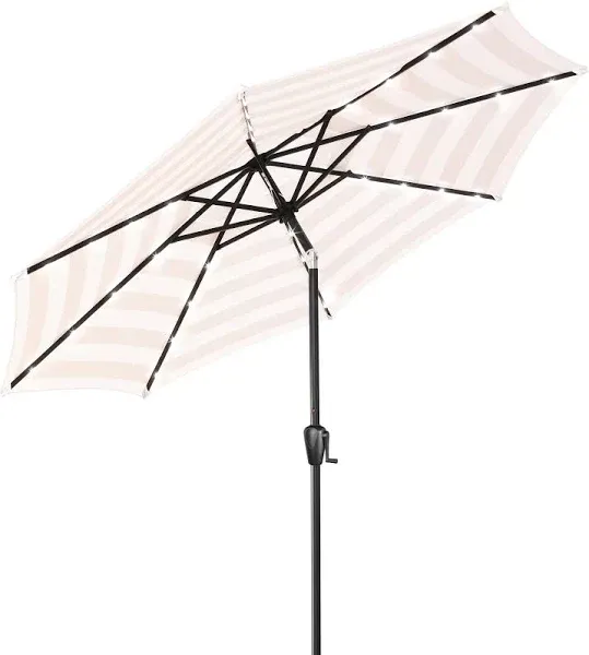 Sun-Ray 9' Round Steel 8- Rib Solar-Lighted Patio Umbrella