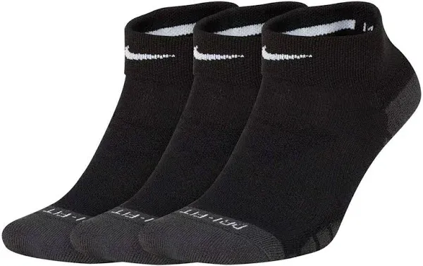 NIKE EVERYDAY PLUS DRI-FIT ANKLE SOCKS BLACK (Size S) 3Y-5Y (WOMANS 4-6)