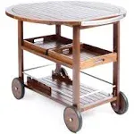 Christopher Knight Home Tillary Tiller Outdoor Acacia Wood Bar Cart Aluminum ...