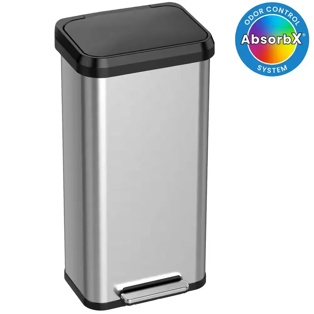 iTouchless 20 Gal SoftStep Stainless Steel Step Pedal Trash Can with Plastic Lid and Odor Filter, 75L Kitchen, Home, Office Bin PP20RSB