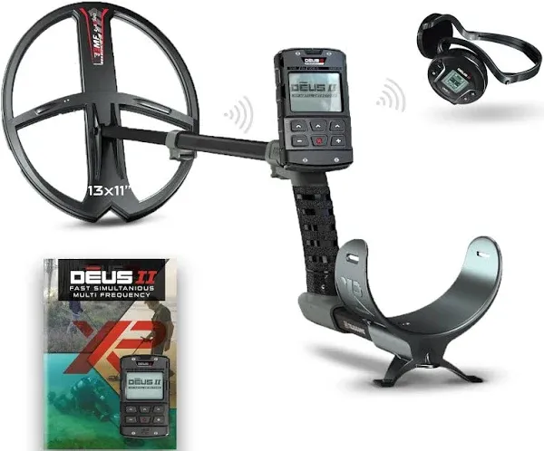 XP DEUS II Fast Multi Frequency RC + WS6 Metal Detector with 13x11" FMF Search Coil Pro Package