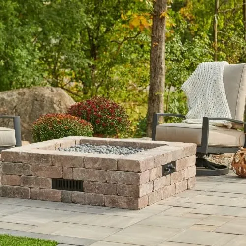 The Outdoor GreatRoom Company Bronson Block Square Gas Fire Pit Kit