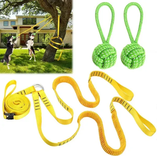 Dog Hanging Bungee Tug Toy for Two Dogs: Interactive Tether Tug-of-War for Pitbull Small to Large Dogs to Exercise - Durable Retractable Tugger Dog Rope Toy with 2 Chew Rope Toys