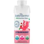 Kate Farms Organic Kids Nutrition Shake, Strawberry, 8g Protein, 27 Vitamins and Minerals, Meal Replacement, Protein Shake, Gluten Free, Non-GMO, 8.45