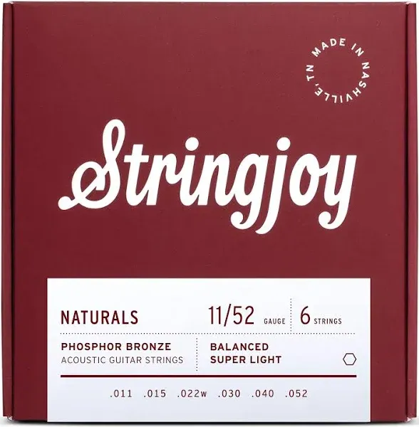 Stringjoy Naturals Super Light (11-52) Phosphor Bronze Acoustic Guitar Strings