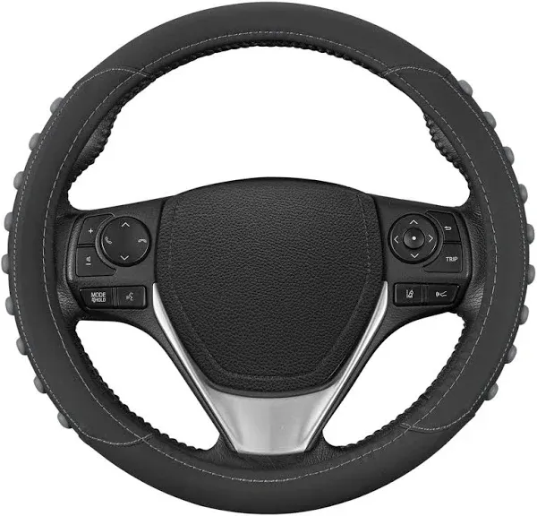 Motor Trend FlexGrip Leather Steering Wheel Cover for Auto Car Truck Van SUV Gra