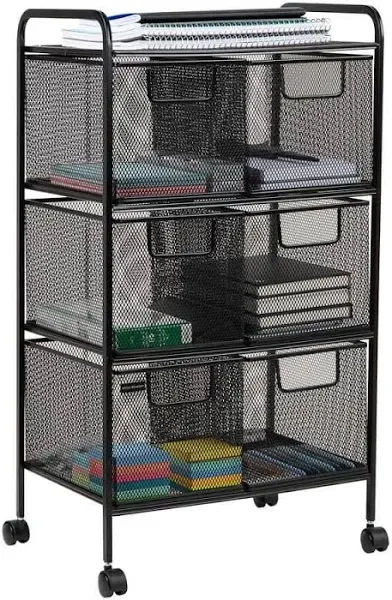 Mind Reader Utility Cart File Storage Multi-Purpose 6-Drawer Mesh Metal Black