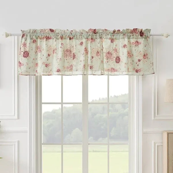 Greenland Home Antique Rose 100% Cotton Extra-Wide Window Valance, 84 W x 19 L inches - Blue