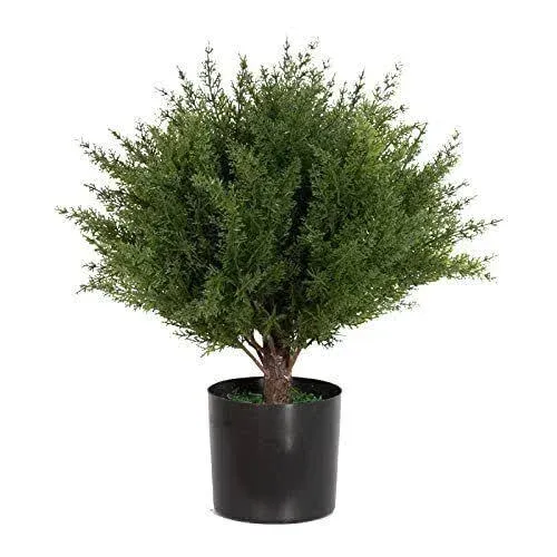 17&#034; Artificial Cedar Topiary Shrub UV-Proof Leaves Poteed Artificial Shrubs  