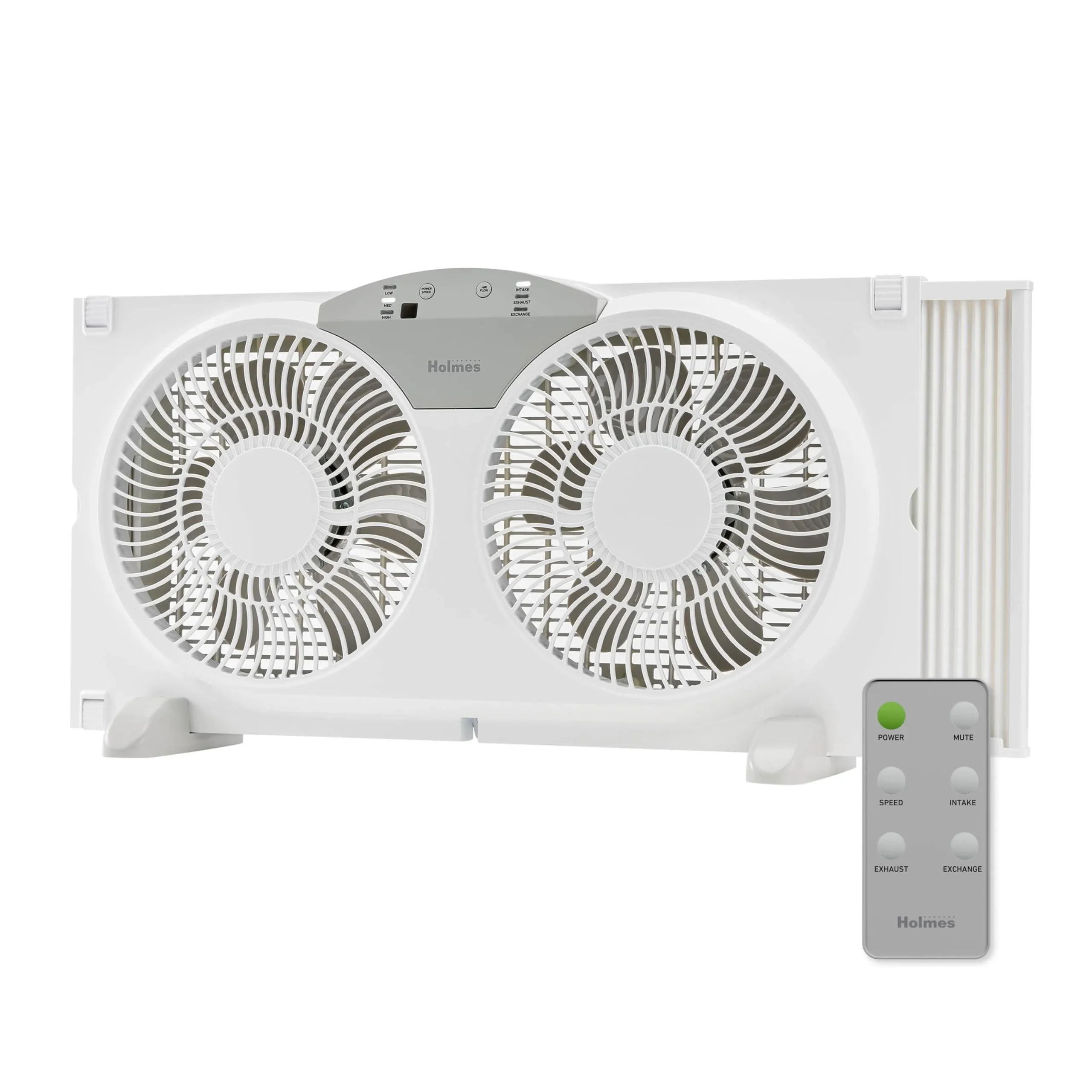 Holmes 9" Twin Digital Window Fan, Reversible Airflow Blades, In/Out Exchange, 3 Speeds, Built-in Extender Panels, Ideal for Home, Bedroom or Office