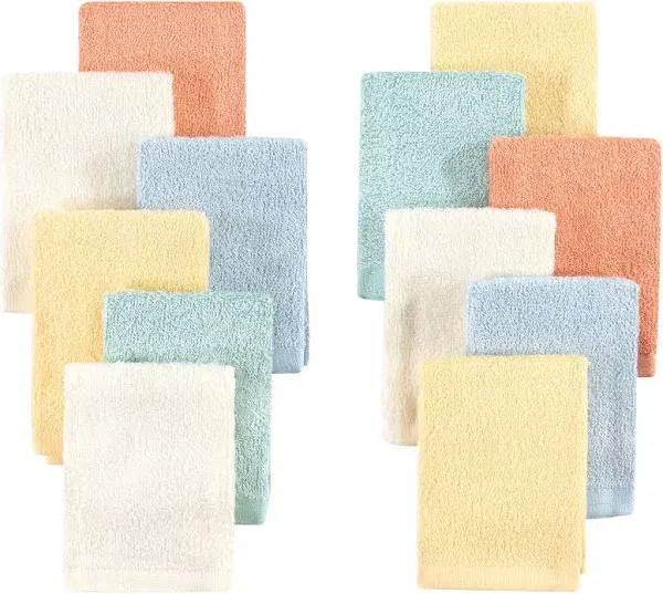 Hudson Baby Rayon from Bamboo Woven Washcloths 12pk, Soft Neutral