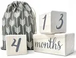 Pondering Pine Natural Baby Milestone Blocks for Boy or Girl - Modern White Pine Wood with Weeks Months Years Grade - Milestones Age Block