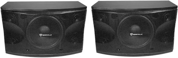 Rockville Pair KPS12 12" 3-Way 1600 Watt Karaoke Speakers+Wall Brackets/MDF, Black