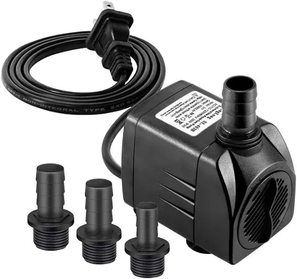 Songlong Submersible Pump 400GPH Ultra Quiet with Dry Burning Protection 6.5ft High Lift for Fountains, Hydroponics, Ponds, Aqua