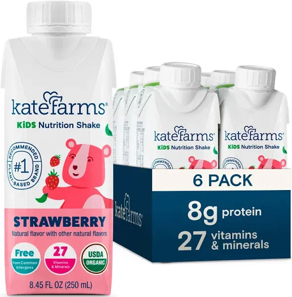 Kate Farms Organic Kids Nutrition Shake 8g protein, 27 Vitamins and Minerals