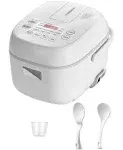 Toshiba Rice Cooker Small 3 Cup Uncooked – LCD Display with 8 Cooking Functions, Fuzzy Logic Technology, 24-Hr Delay Timer and Auto Keep Warm,