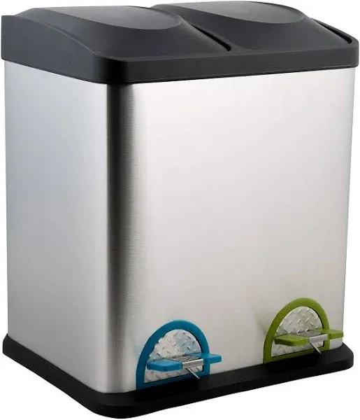 Neu Home 30 Liter 2 Compartment Stainless Steel Recycling Bin