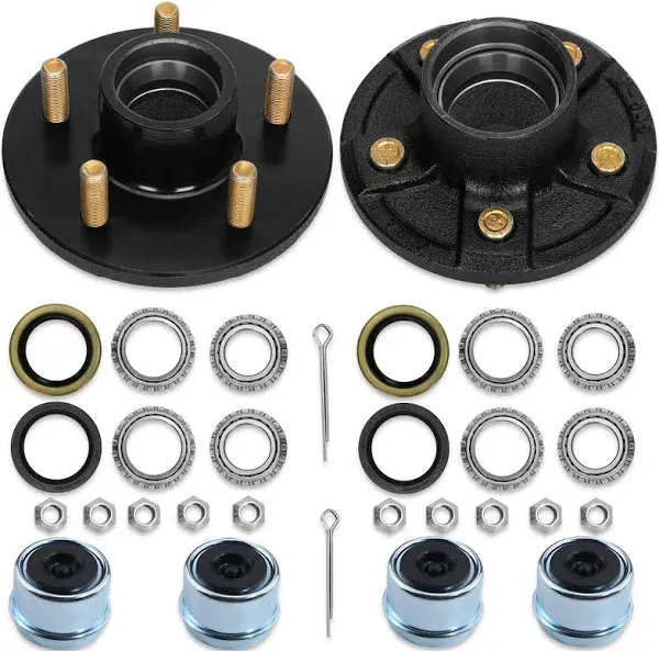 5 on 4.5 Trailer Idler Hub Kits 5 Lugs 5x4.5 Axle 1-1/16&#034; Bearings JY