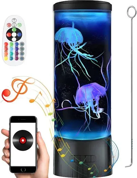 CALOVER Jellyfish Night Light Lamp with Bluetooth Speaker White Noise Large Size Smart Sensory Synthetic Jelly Fish Tank Mood Lamp, Cool Birthday Christmas All Holiday Gifts for Adults Kids