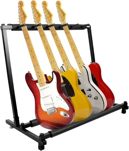 5 Holder Guitar Stand,Multi-Gu<wbr/>itar Display Rack Folding Stand Band Stage Bass...