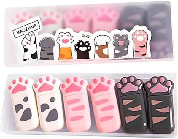 PANDENNER white Out Corrcetion Tape,6 Pack Mini Japan white Out,with Easy to Use Kawaii Cat Paw Applicator,Cute Stationary Set Kawaii Birthday Gifts