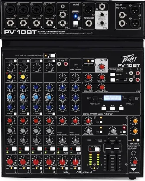 Peavey PV10BT 10 Channel Stereo Mixer with Compression and Bluetooth | American Musical Supply