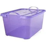 Life Story 55 qt Lidded Containers Stackable Storage Box with Handles, 6 Pack, Purple