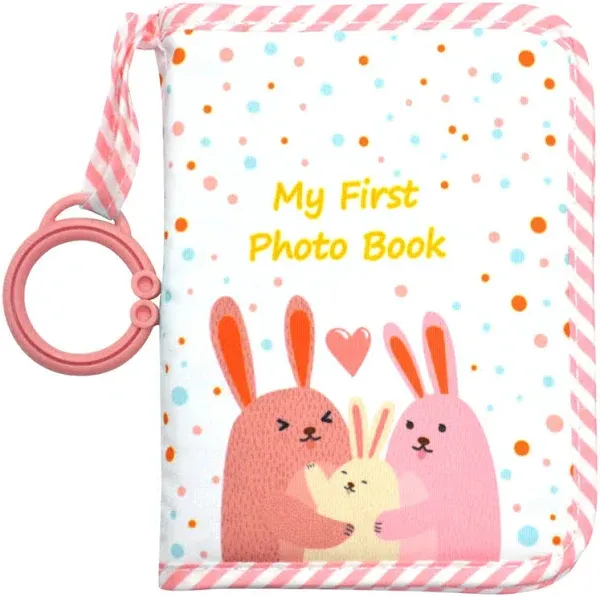 Foyu Baby's My First Family Album,Soft Cloth Photo Book,Baby Cloth Album (Pink)