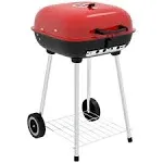 Outsunny Portable Charcoal Grill with Wheels and Bottom Shelf