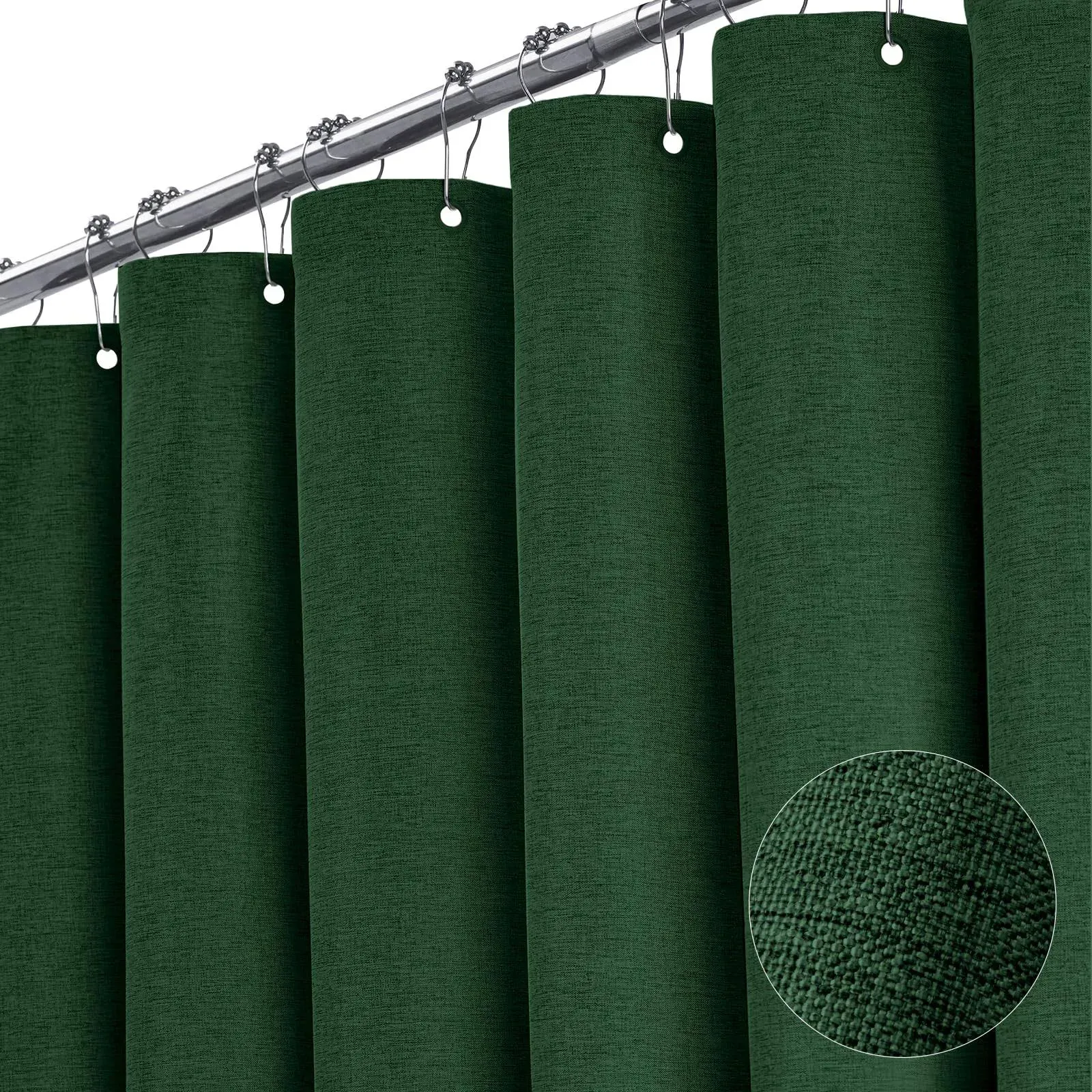 Fabric Shower Curtain Linen Textured Heavy Duty Polyester Cloth Shower Curtai...