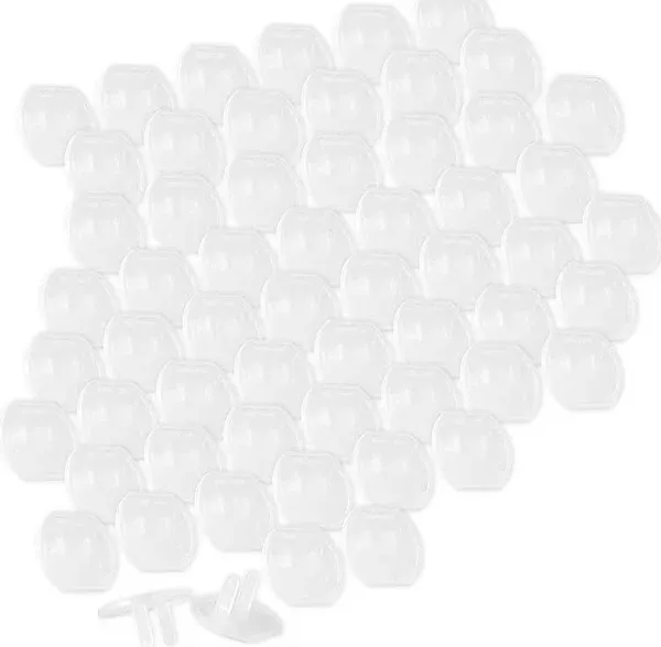 Power Gear 54615 Plastic Baby Child Proof Electrical Easy Install Outlet Plug Covers UL Listed Shock Prevention, 60 Pack, Clear