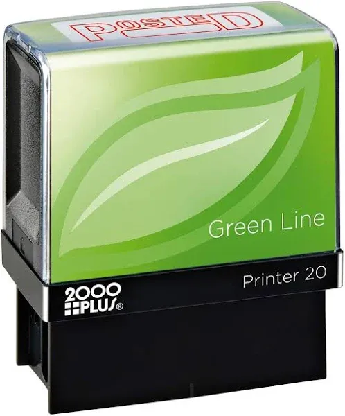 2000 Plus Green Line Self-Inking Message Stamp, Posted, 80% Recycled, 1 1/2" x 9/16" Impression, Red Ink (098371)