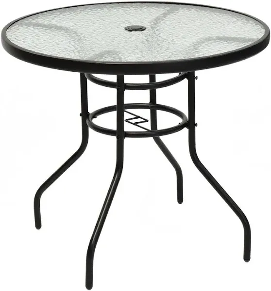 Costway 32" Inch Tempered Glass Steel Patio Round Table