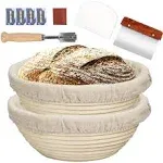 Farielyn-X 2 Packs 9 Inch Bread Banneton Proofing Basket - Baking Dough Bowl Gifts for Bakers Proving Baskets for Sourdough Lame Bread Slashing Scraper Tool Starter Jar Proofing Box