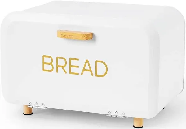 White Bread Box for Kitchen Countertop - Large Capacity Bread Storage Container vintage bread box - Stylish Metal Bread Bin