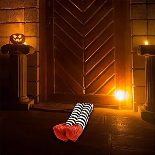 Halloween Wicked Witch Legs Prop, Halloween Witch Decor, Halloween Witch Legs Decorations for Halloween Outdoor, Lawn, Yard, Stuffed Witch Halloween Decorations for Outdoor (Red)