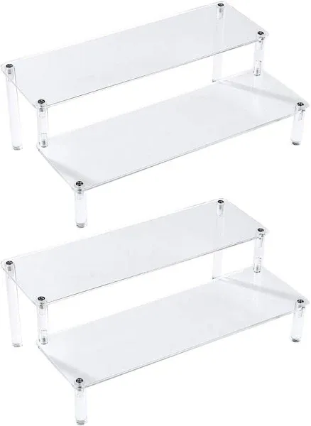 Clear Acrylic 2 Tier Cupcake Display Riser and Organizer Shelf