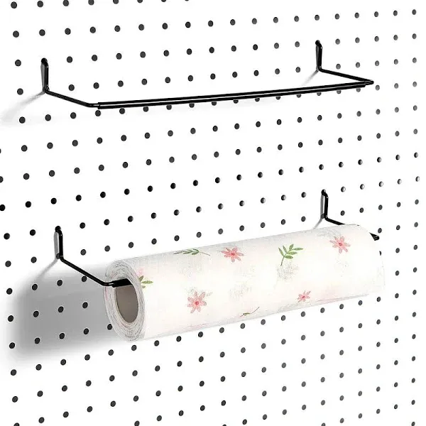 Paper Towel Holder for Pegboard, Extendable, Fit Any Standard Pegboard, 2 Packs, Black