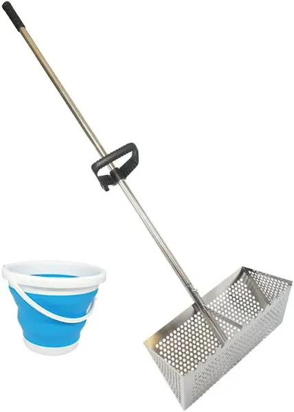 Sand Fleas Rake, Stainless Steel Sand Sifter, Detachable 47 Inches Long Handle, 