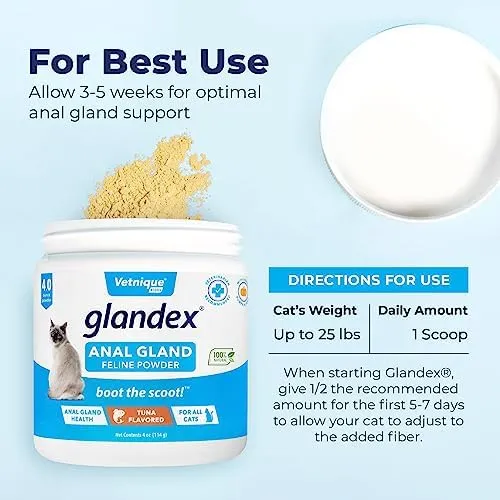 Glandex Anal Gland Fiber and Digestive Supplement for Cats - 4 oz Exp 09/2024