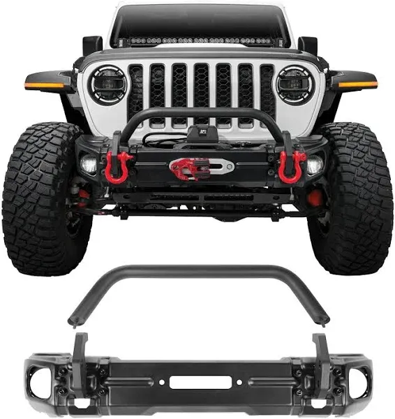 Rugged Ridge 11549.05 - 18-20 Jeep Wrangler JL/JT Arcus Front Bumper Set w/ Overrider