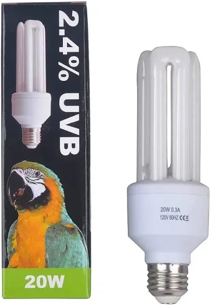  Compact Bird Lamp Lighting Bulb, 2.4% UVB, 20W,Screw Thread 