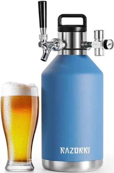 Razorri 64oz Stainless Steel Beer Growler, Double-Wall Vacuum Insulate