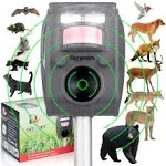 2024 DURANOM Ultrasonic Deer Repellent Outdoor - Upgraded Solar Powered and Motion Activated Strobe Flashing Light - Long Range Animal Repeller for Garden - Animal Deterrent System Blasts Animals Away