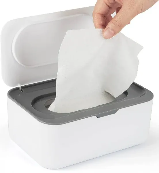 2 Pack Baby Wipes Dispenser, Wipes Case Baby Wipe Holder Keeps Wipes Fresh, Non-Slip, Easy Open & Close (Grey and Blue)