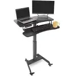 Cruizer Premier Electric Height Adjustable Mobile Podium with Keyboard Tray – Black – Stand Steady