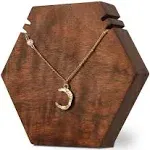 GemeShou Wood Necklace Display Stand Walnut Hexagon Board Jewelry Holder f