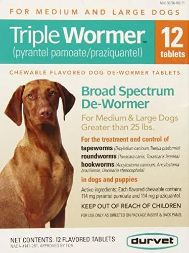 Triple Wormer Lg Dog 25.1-200lbs 114gm 12ct