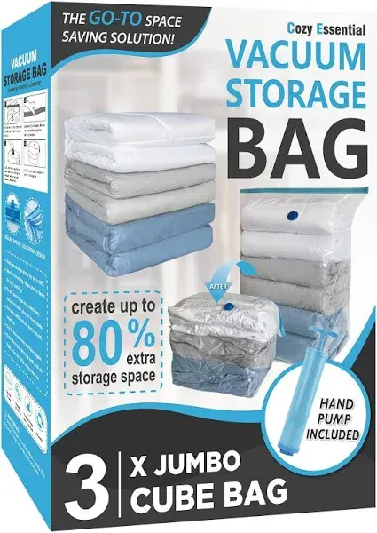 Dongyu 3 Pack Jumbo Cube Vacuum Storage Bags