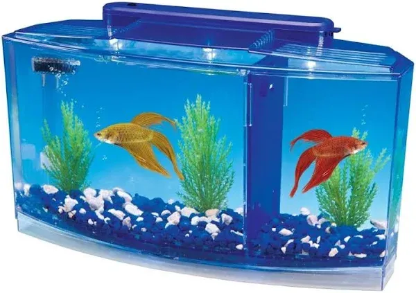  Deluxe Triple Betta Bow Aquarium Tank - includes Under Gravel 3-Chambers